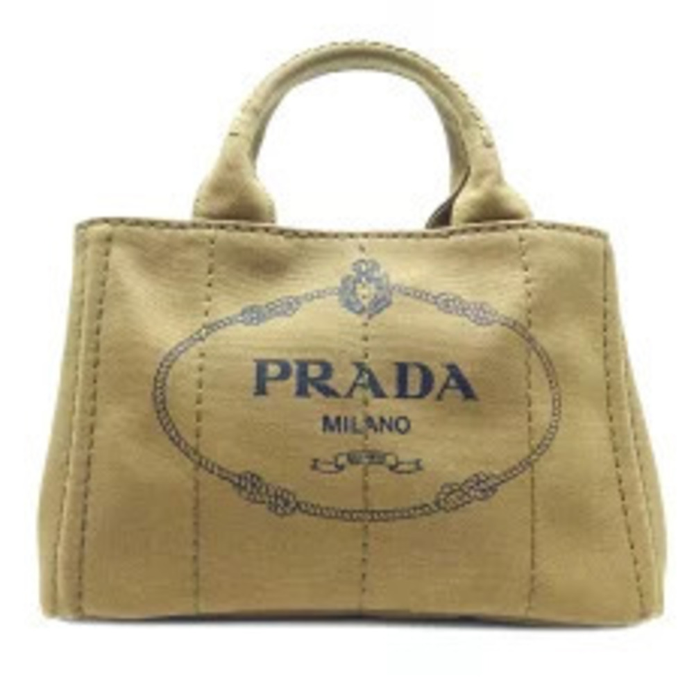 Prada CANAPA Tote Strap Handbag Canvas TABCCO Brown